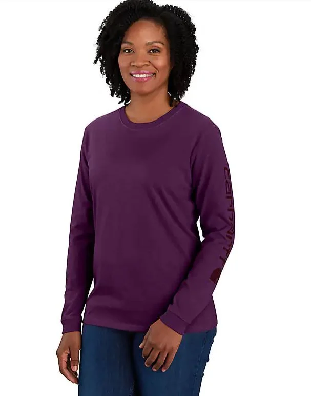 Crazy Deals Women's Loose Fit Heavyweight Long-Sleeve Logo Sleeve Graphic T-Shirt