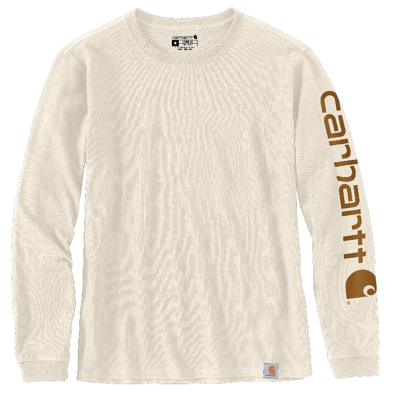 Special Discount Women's Loose Fit Heavyweight Long-Sleeve Logo Sleeve Graphic T-Shirt