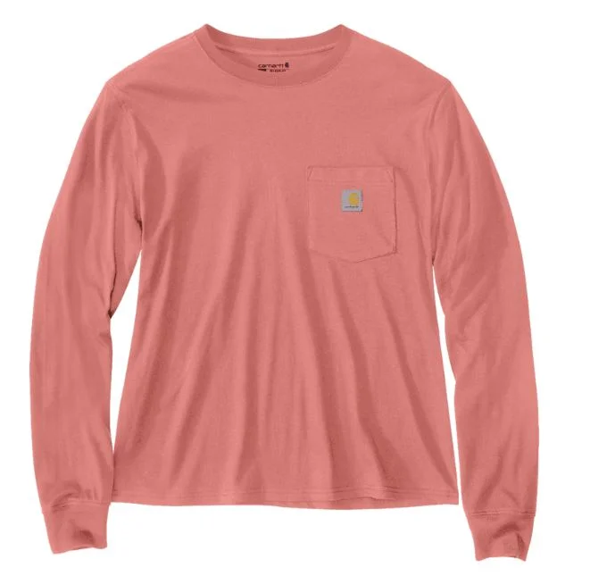 YEAR-End Clearance Women's Loose Fit Lightweight Long-Sleeve Crewneck Pocket T-Shirt