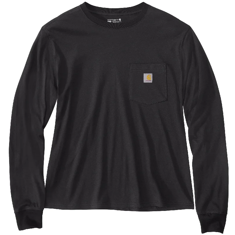 Steals and Deals Women's Loose Fit Lightweight Long-Sleeve Crewneck Pocket T-Shirt