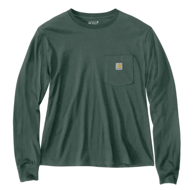 Super Deal Women's Loose Fit Lightweight Long-Sleeve Crewneck Pocket T-Shirt
