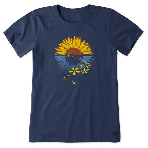 Warehouse Sale Womens Macro-Micro Sunflower Bike Ride Short Sleeve