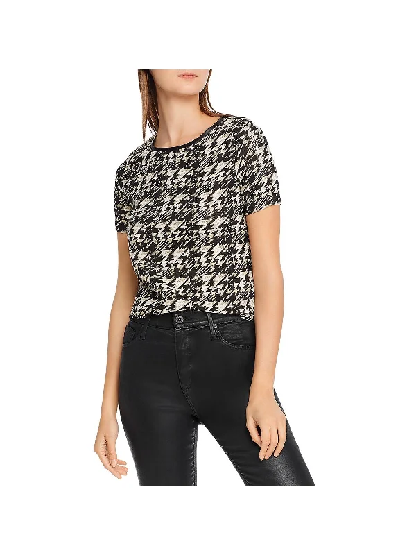 Shop and Save Womens Metallic Houndstooth Top
