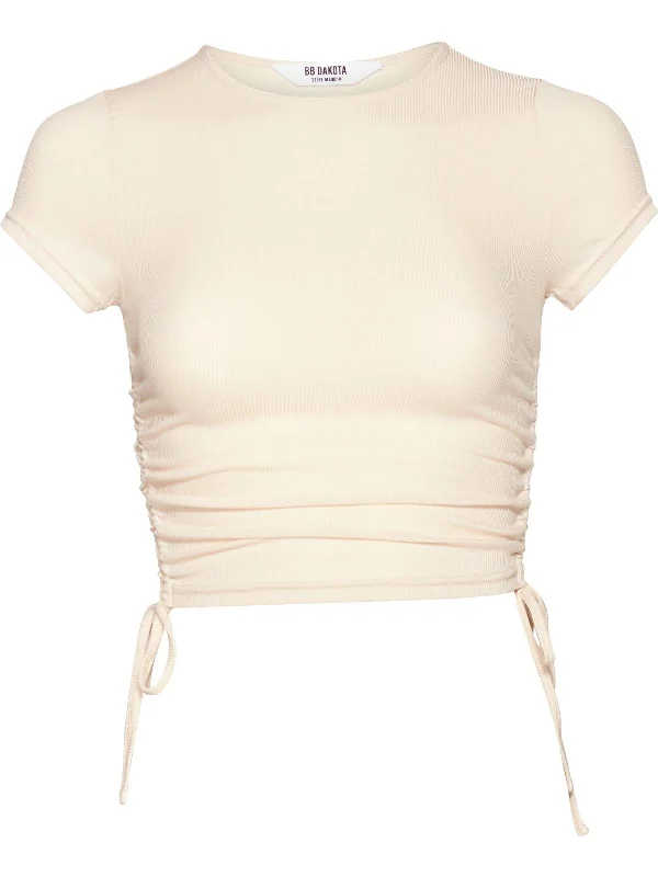 Factory Direct Sale Womens Ribbed Drawstring T-Shirt