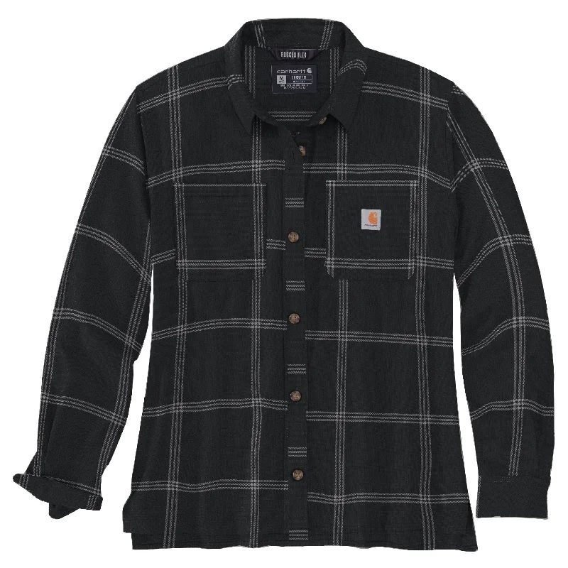 Daily Deals Women's Rugged Flex Loose Fit Midweight Flannel Long-Sleeve Plaid Shirt
