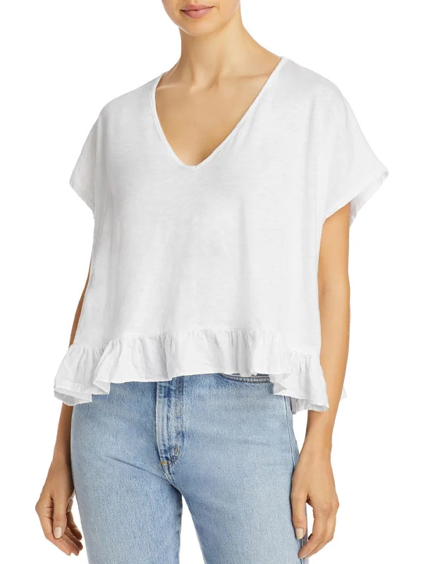New Markdowns Womens Slub Ruffle T-Shirt