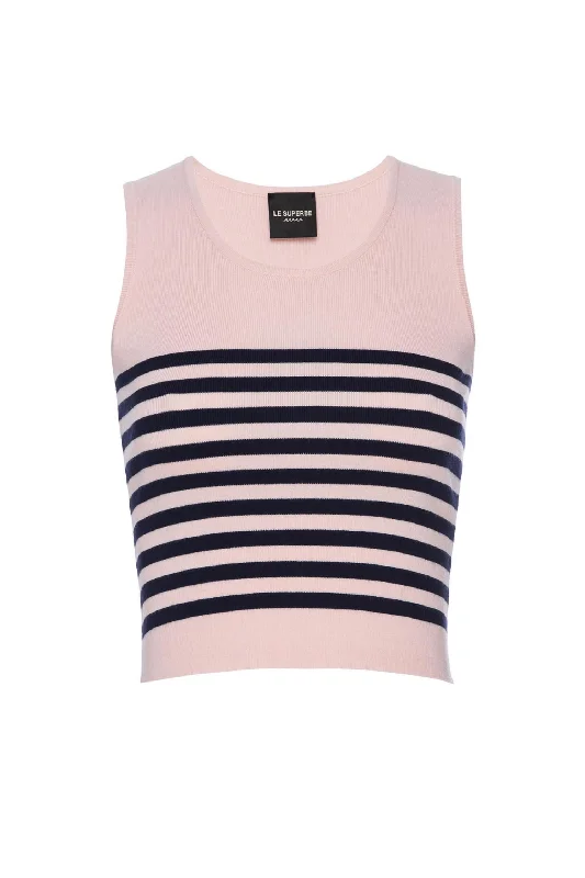 Unbeatable Prices Women's Tanks A Lot Stripe Top In Light Pink/navy