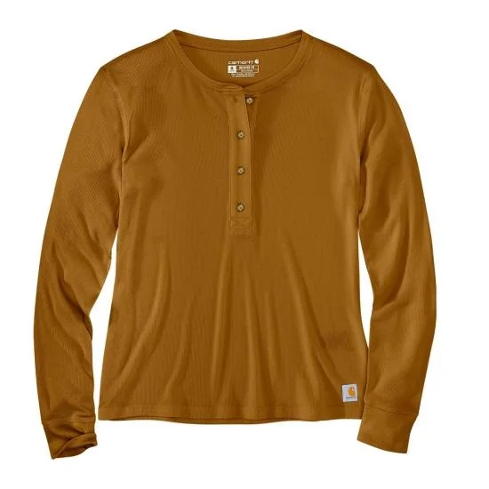 Low Prices Women's TENCEL™ Fiber Series Relaxed Fit Long-Sleeve Ribbed Henley Shirt