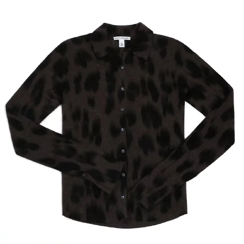 Quick Sale Women's Watercolor Leopard Shirt In Umber Combo