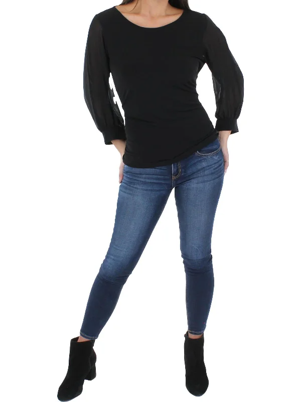 Hot Deal Womens Wideneck Sheer Blouse