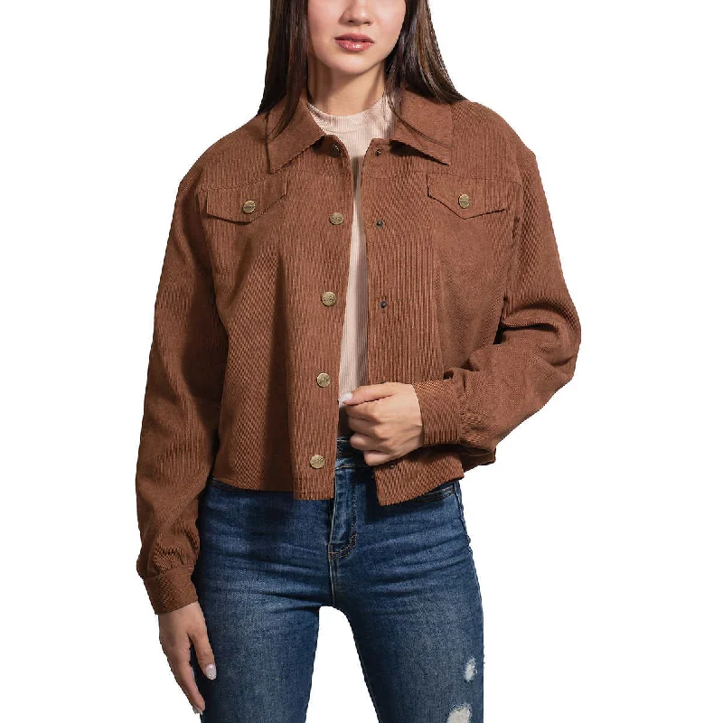 Special Savings Wrangler Women's Lightweight Corduroy Cropped Snap Button Up Shirt Jacket