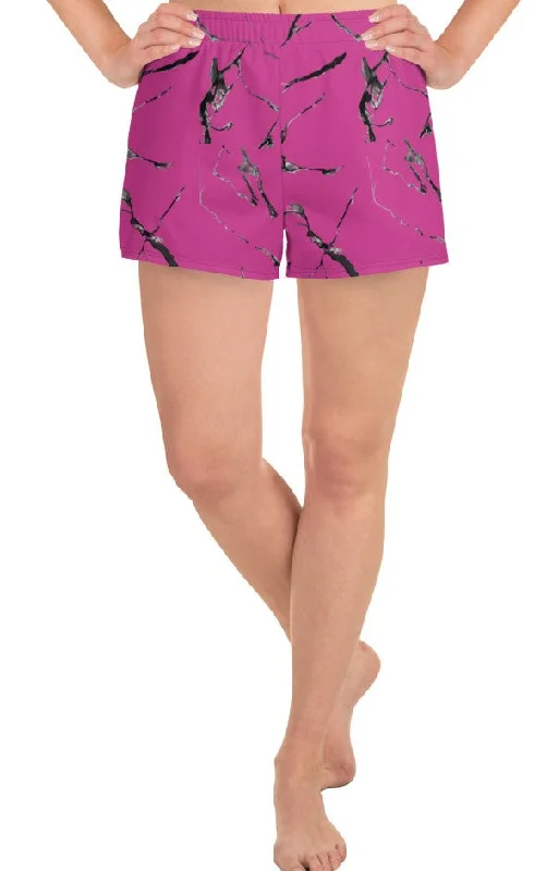 Seasonal Sale Hot Pink Marble Athletic Short Shorts